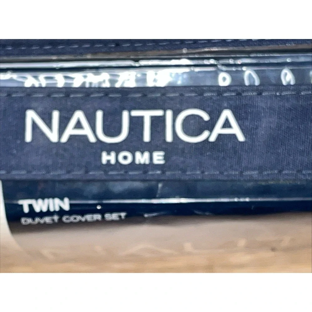 NAUTICA Home Twin Duvet‎ Cover Set RENDON Blue Stripe Pattern 100% Cotton NWT